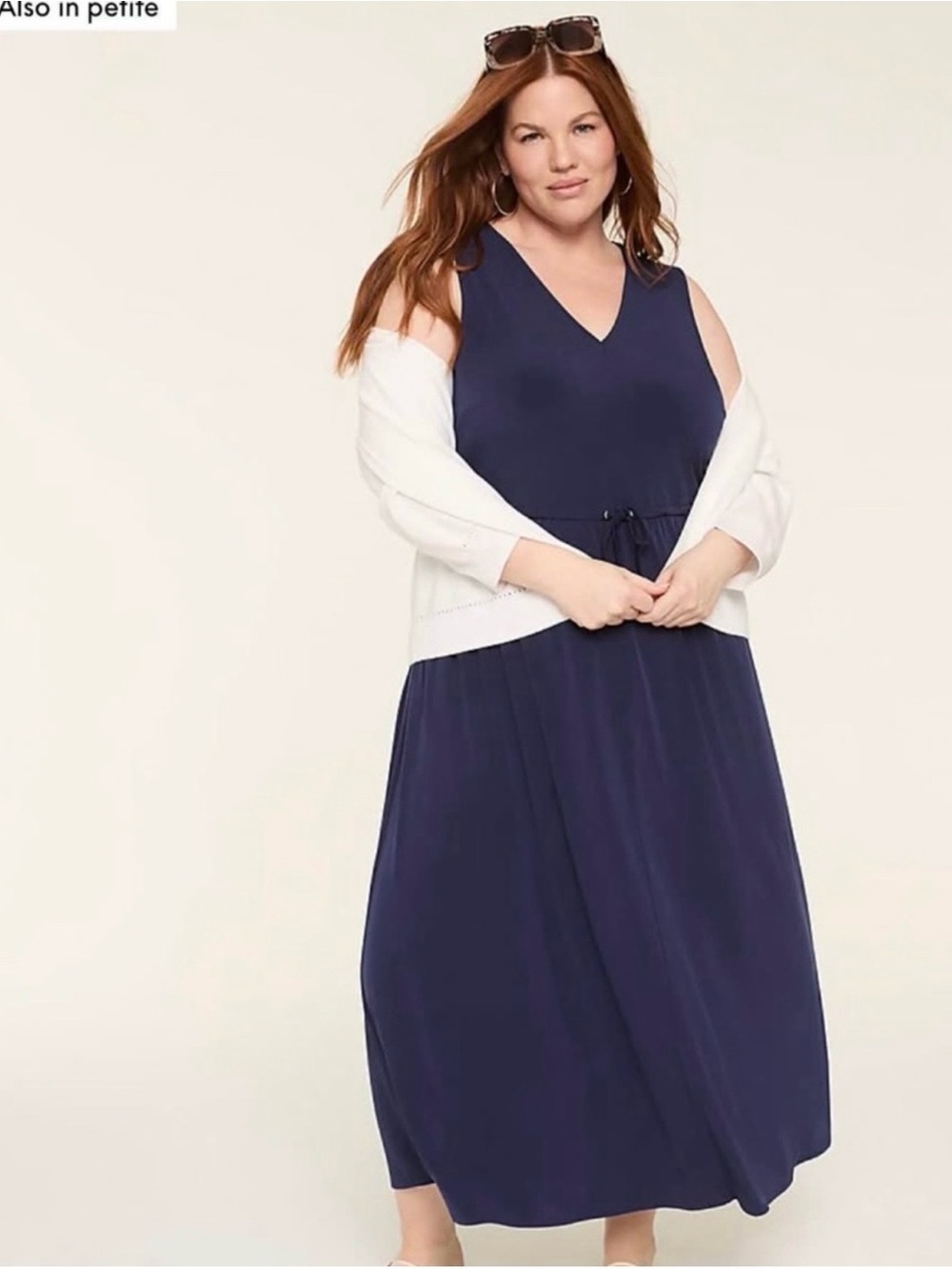 Lane Bryant NWT Navy Drawstring Waist Maxi Dress